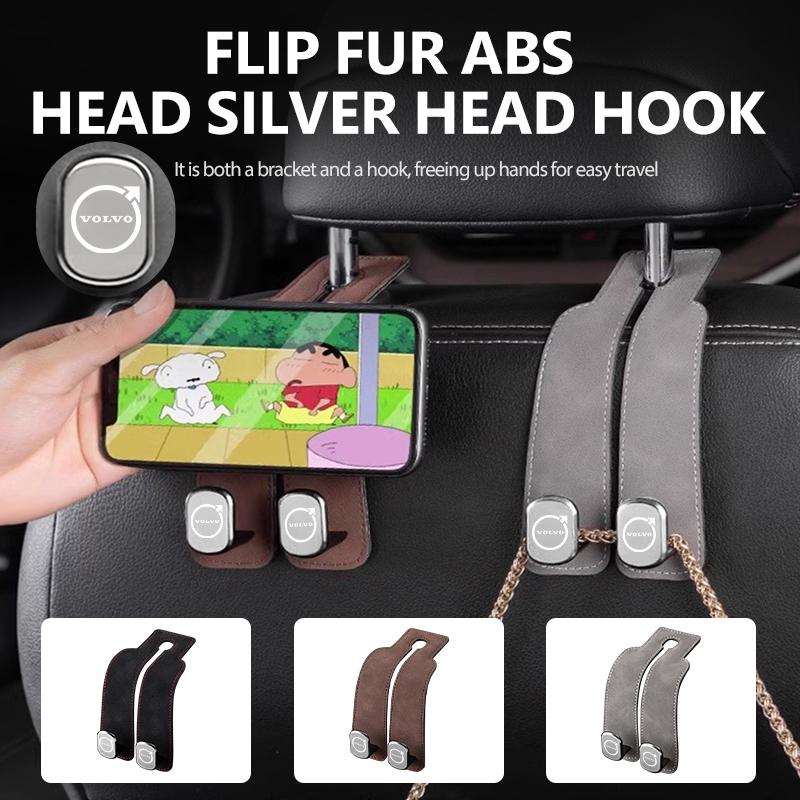For Volvo 2 in 1 Car Headrest Hook Suede Rear Seat Hanging Dual Hook XC60 XC90 S60 S80 V60 C70 S40 C30 V90 V60 C40 XC40 V70