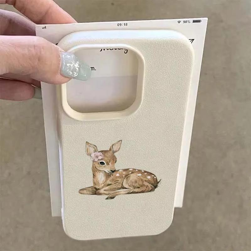 Vintage Brown Deer Design Phone Case For iPhone 17 16 15 14 13 12 11 Pro Max XS XR Plus 15Pro 16Pro Aesthetically Soft TPU Cover