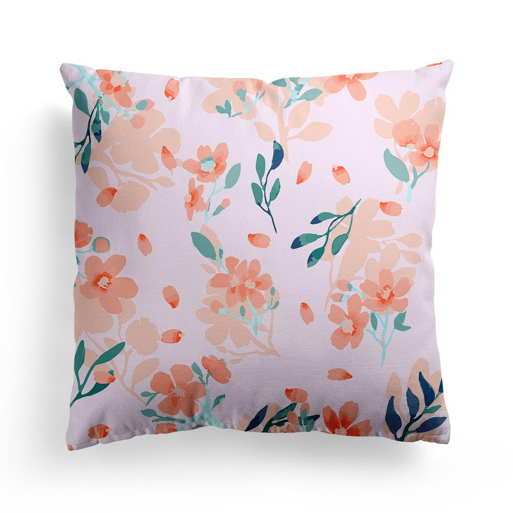 Floral Print Pillowcase, Home Peach Skin Velvet Material Sofa, Car Office Bedside Pillow and Cushion Cover