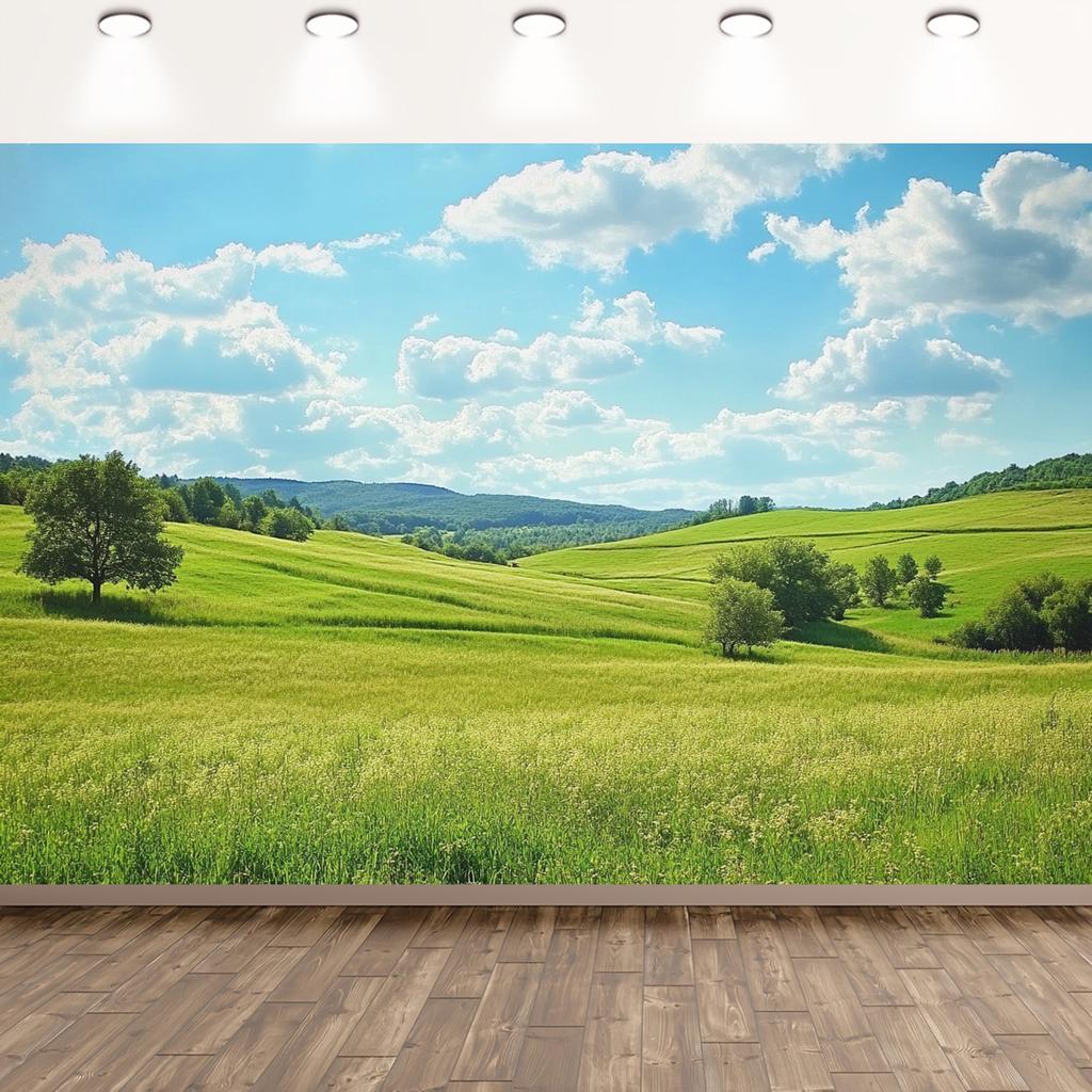 2D Plane 1 Piece of Spring Green Hill and Grassland Background Suitable for Portraits Parties Celebrations and Events