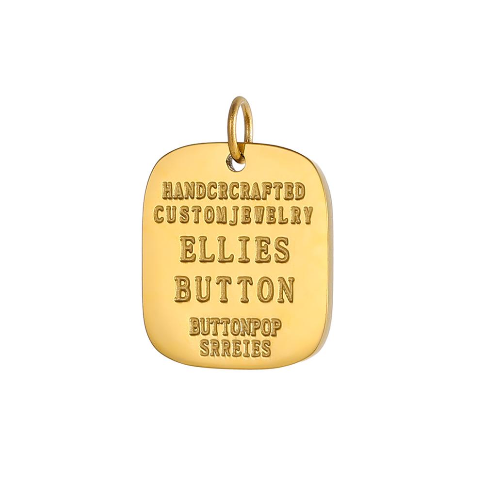CARLIDANA Gold Plated Jewelry Laser Engraved Logo Tags Pendant Jewellery Oval Stainless Steel DIY Name Round Coin Disc Charm