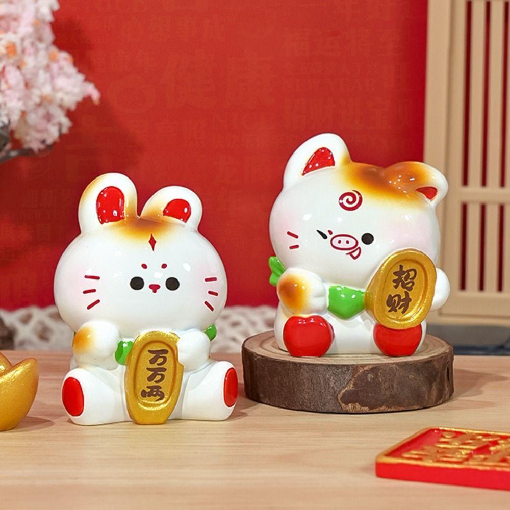 Fortune Chinese Zodiac Figurines Chinese Style Cute Resin Crafts  Home Desktop Decoration