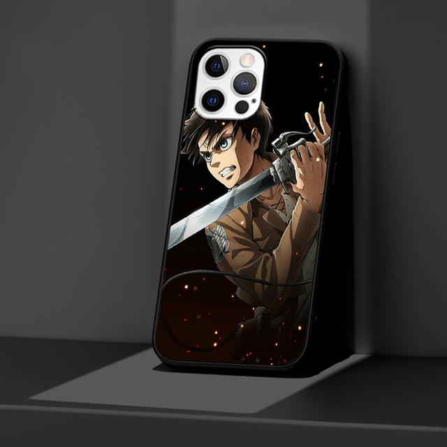 Pouzdro Attack On Titan Anime pro Iphone 14 11 13 Pro Max 12 Mini Xr 7 8 Plus Se 2020 Xs 6 6s + Coque Black měkký obal na telefon
