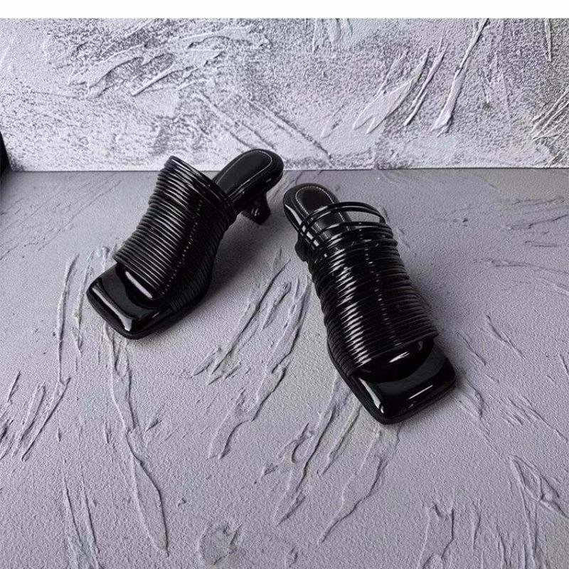 

Fashion New Style Luxury Women s Square Head Flip-flops with Slim Heels Summer Open-toed Fashion High-heeled Flip-flops Zapatos Mujer 35