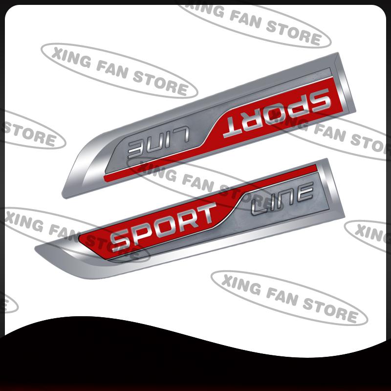AAABU1 Auto Styling Sport Line Emblem 2Pcs Car Side Rear Trunk Badge Decal Body Sticker For Skoda Fabia Octavia Yeti Karoq VRS Scala