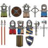 Medieval Castle Soldier Action Figures Building Block Empire Templars Lancer Warrior Militia Helmet Shield Sword Bow Toy Gifts