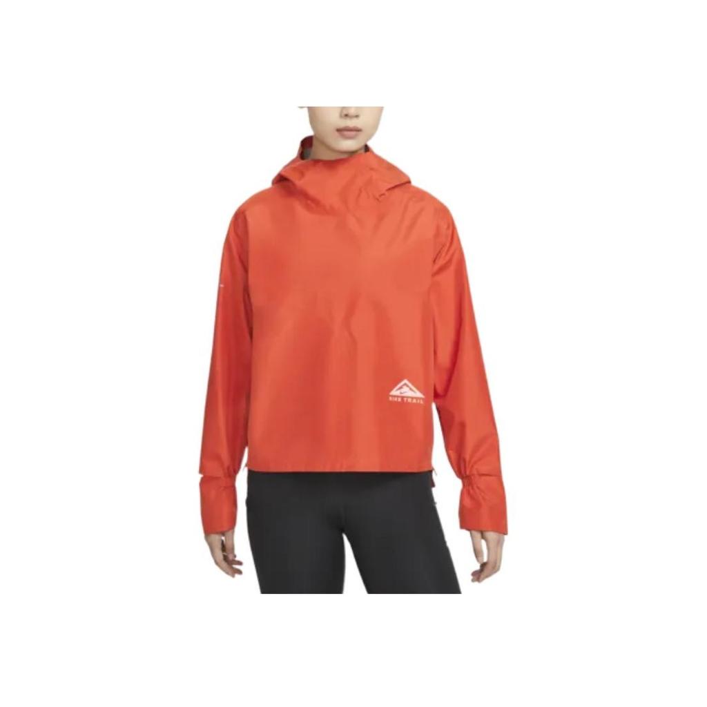 Nike Solid Logo Print Pullover Hoodie Jacket Women Jackets Orange DM7566-861