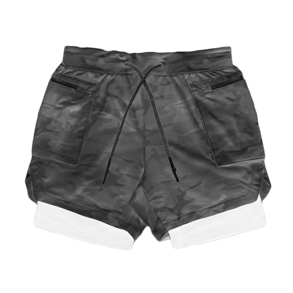 New Sports Lace-Up Shorts Men'S Summer Sports Fitness Double-Layer Breathable Shorts For Men