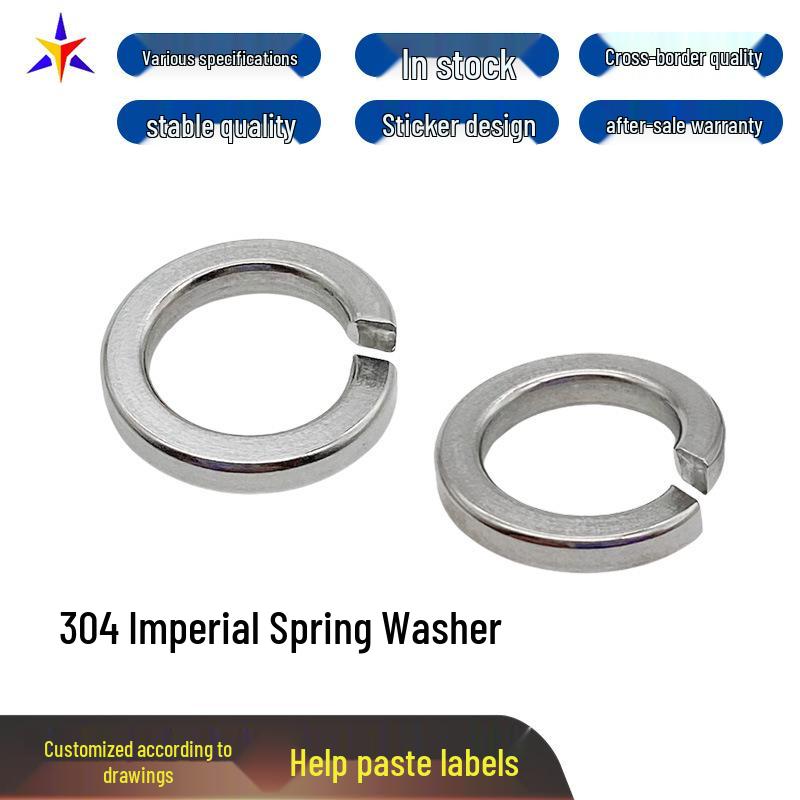 Imperial 304 Stainless Steel Elastic Spring Washer, British Standard, Sizes: 1/4, 1/2, 5/8.
