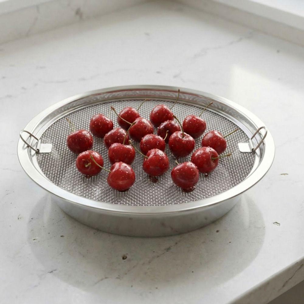 With Drainer Net Stainless Steel Oil Drain Pan Double-ear Handle Snack Serving Dish  Tempura