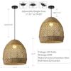 Rattan Pendant Light 13.77 Rustic Hand-Woven Wicker Hanging Light 1-Light Water Plants Rattan Chandelier for Dining Living Bedr