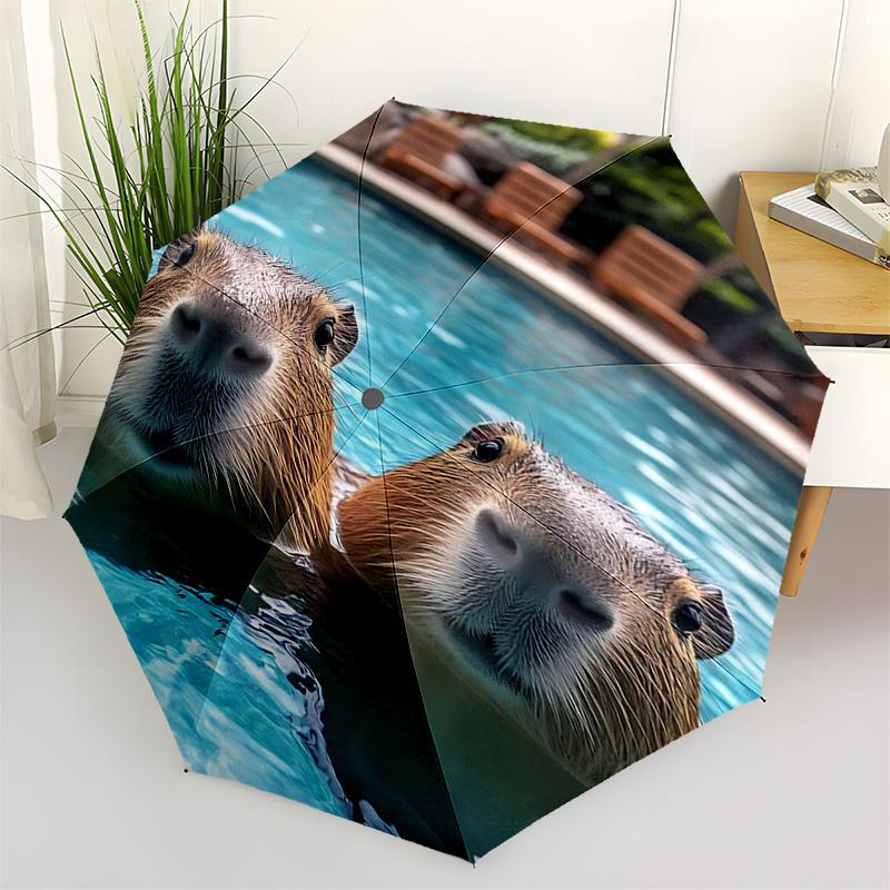 

Capybara Themed Travel Umbrella-8 Ribs Automatic Opening and Closing, Portable Folding Design, Compact and Stylish Umbrella Suitable for Out