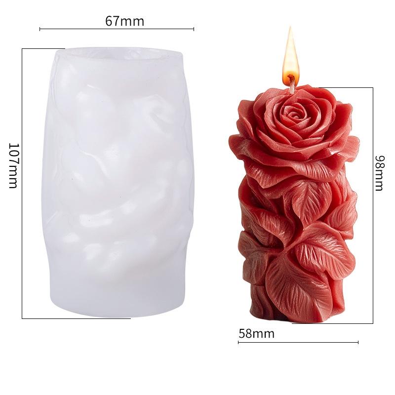 Rose Candle Silicone Mold Flower Pillar Candle Mold Aromatherapy Gypsum Handmade Crafts Gifts Wedding Ornament Home Decor