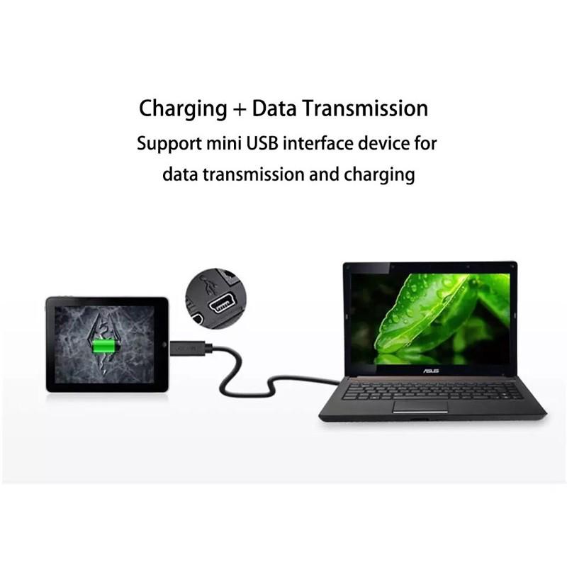 Black USB 2.0 A to Mini 5-Pin B Charging Cable