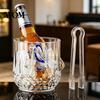 Eiswürfelbehälter mit Clip Eimer mit Griff und Zange, Transparente Diamantschliff Tragbare Eimer für Bier Champagner Wein Cocktails, Barzubehör