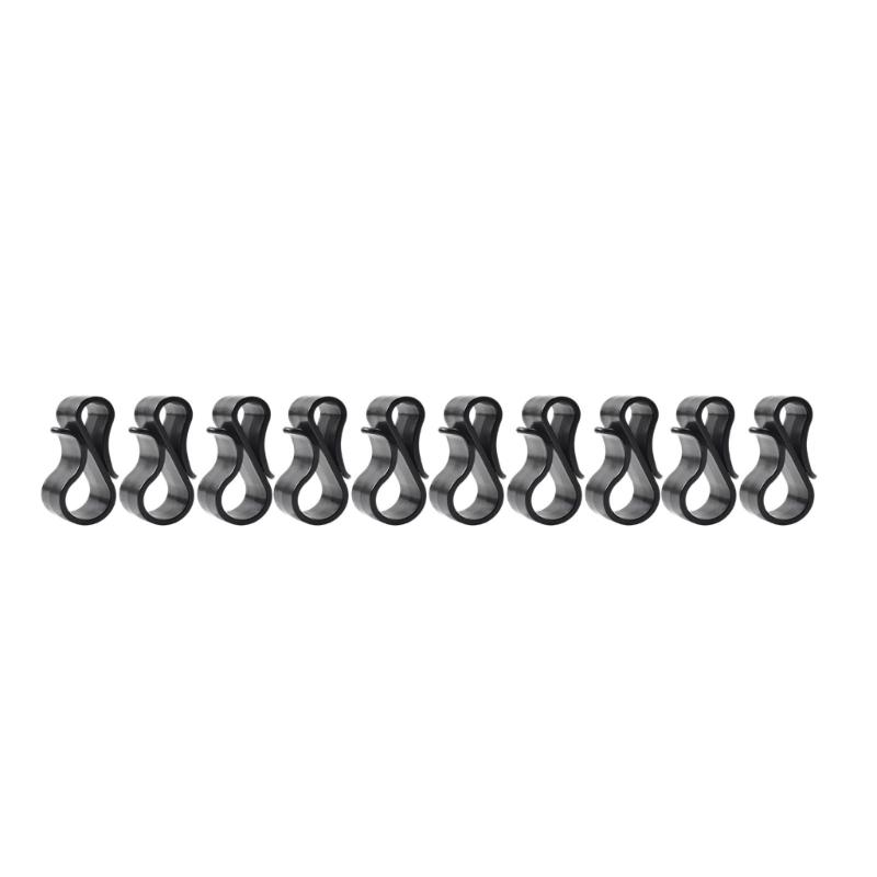 Rounded Black S Hangers with Open Curved Ends, 50-Pack for No-Tie String Light Placement, Small Decorations, Balcony Displays, and Indoor Organization