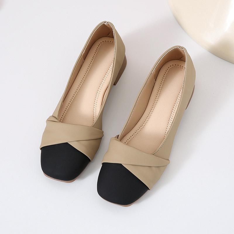 Gentle new shallow mouth work leisure women's temperament versatile soft sole thick heel not tired feet single shoes women