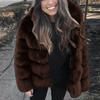 Women Faux Mink  Winter Hooded New Faux Jacket Warm Thick Outerwear Jacket