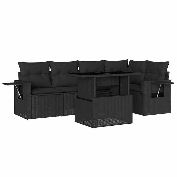 VidaXL Garden Lounge Set 6 Pcs with Cushions Black Wicker 3267885