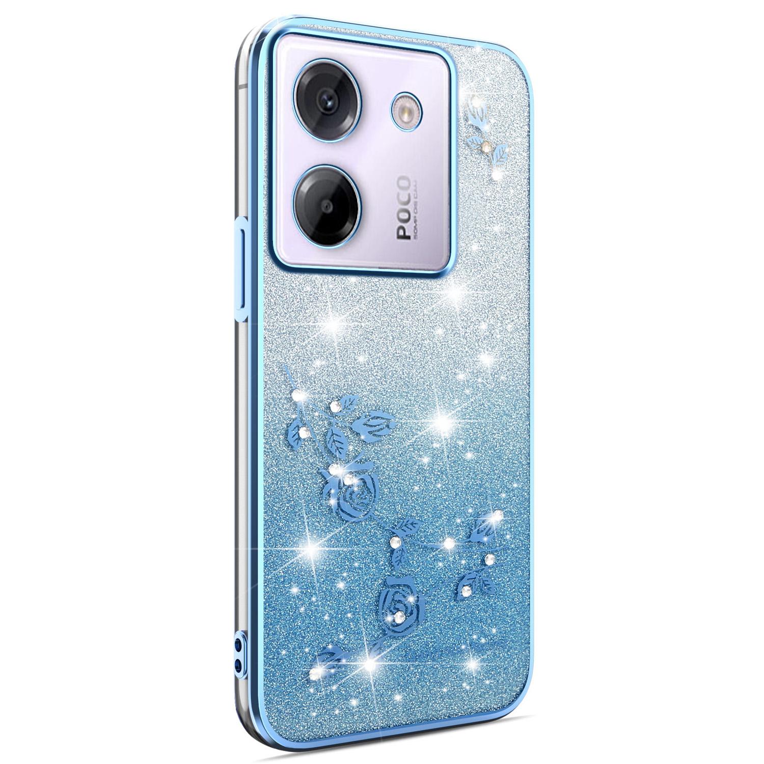 

KADEM For Xiaomi Poco M7 Pro 5G Case Flower TPU Flexible Gradient Phone Cover Blue