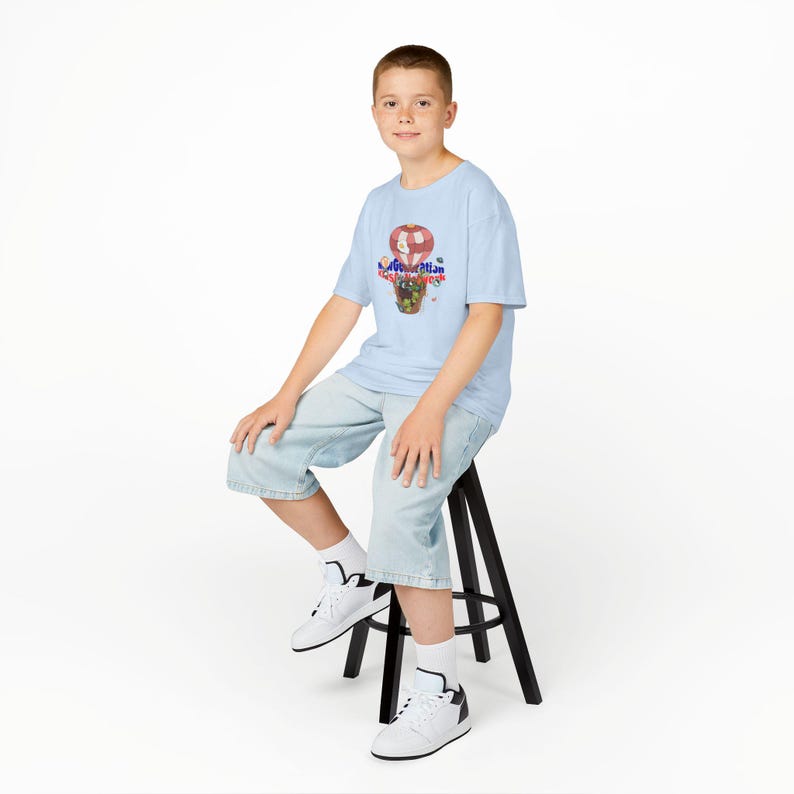 KidsCo Premium Fashion Collection - Hot Air Balloon Plant Friends Kids Tee | Playful Nature Illustration 130