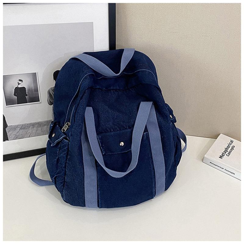 

Повседневный школьный рюкзак из джинсовой парусины для студентов колледжа, рюкзак для старшеклассников, портативный выстиранный рюкзак темно-синий