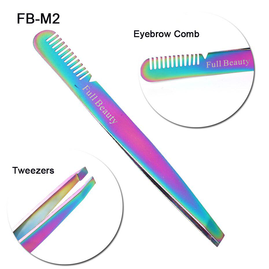 5pcs Stainless Steel Chameleon Eyebrow Tweezers Rainbow Extension Trimmer Clip Hair Scissor Manicure
