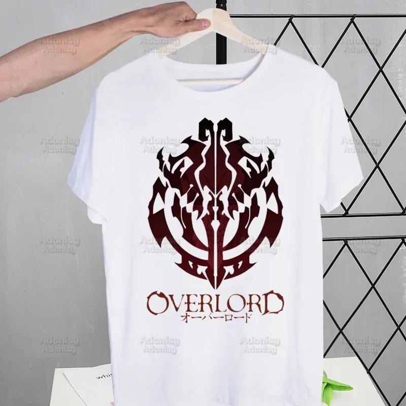 Overlord Anime Albedo T Shirts For Guys O-Neck Short Sleeve Ainz Ooal Gown Momonga T-shirt Regular Men Hip-Hop Tee Shirt