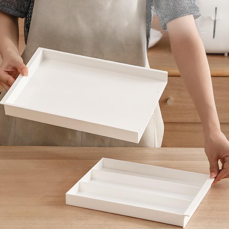 1 Pcs White Drawer Telescopic Storage Box Divider And Organizer Box For Home With Compartments For Storing Kitchen Cutlery