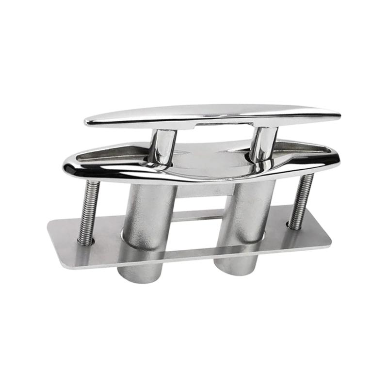 Strong 316 Stainless Steel Boat Dock Cleat Including Rectangular Backing Plate For Firm Installation