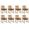 Day and Night - Day and Night Garden Chairs with Cushions 8 Units Solid Acacia Wood