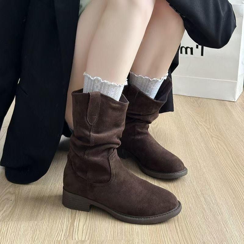 Cizme Premium cu Toc Înalt pentru Femei, Cizme Medii de Toamnă, Cizme Noi Merad Cowboy Western, Cizme Knight Martin