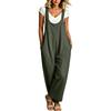 Damen Freizeit Ärmelloser Lockerer Jumpsuit mit Weiter Beinen und Taschen für den Alltag