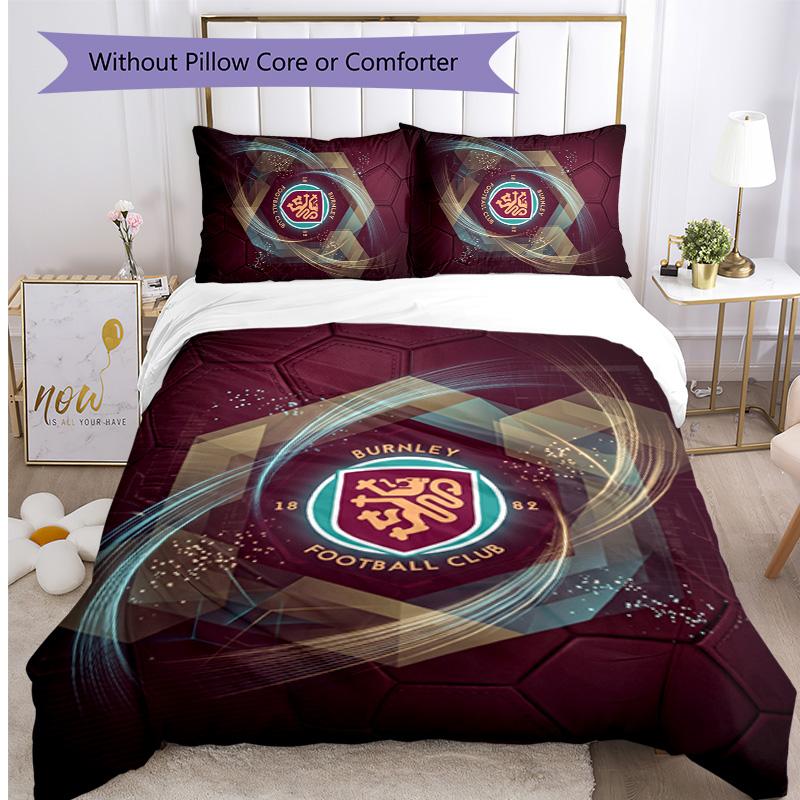 Set Lenzuola Stampato Burnley Football 3 Pezzi, Comodo Set Copripiumino per Camera da Letto Amico della Pelle