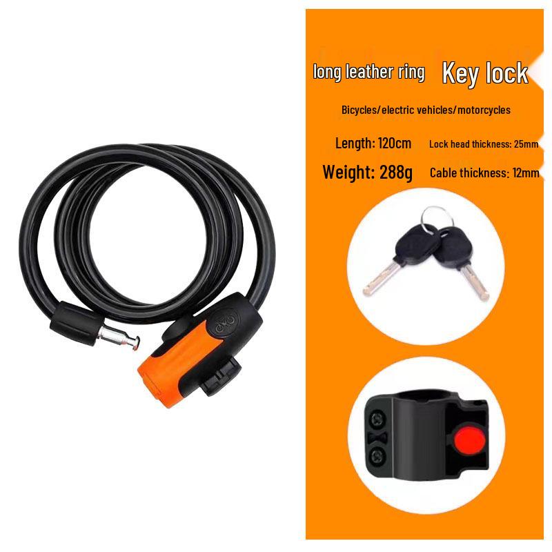 Waterproof Anti-theft Steel Cable Lock for Motorcycles, E-Bikes, and Helmets
