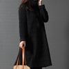 Lady Dress Solid Color Stand Collar Casual Loose Knee Length Winter Dress for