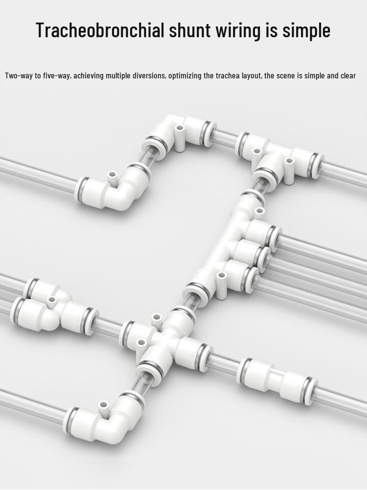 Pneumatic Quick Connect Tee, White Plastic, Straight Push-in, Sizes: 4-16mm