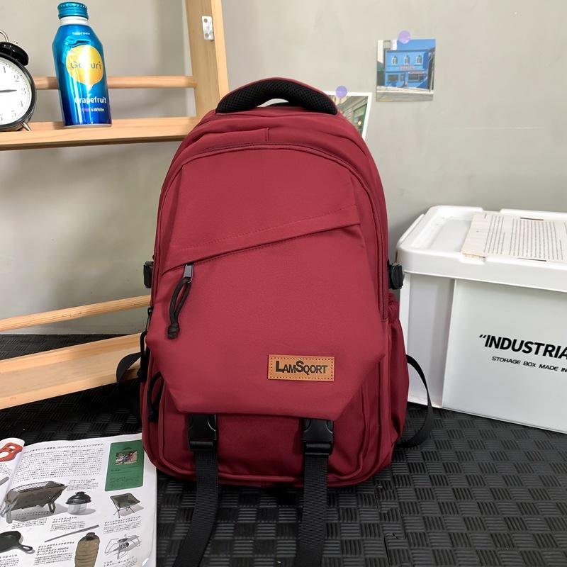 Einfarbiger Studenten-Schulrucksack Damen Große Kapazität Reise-Rucksack Herren Computer-Rucksack