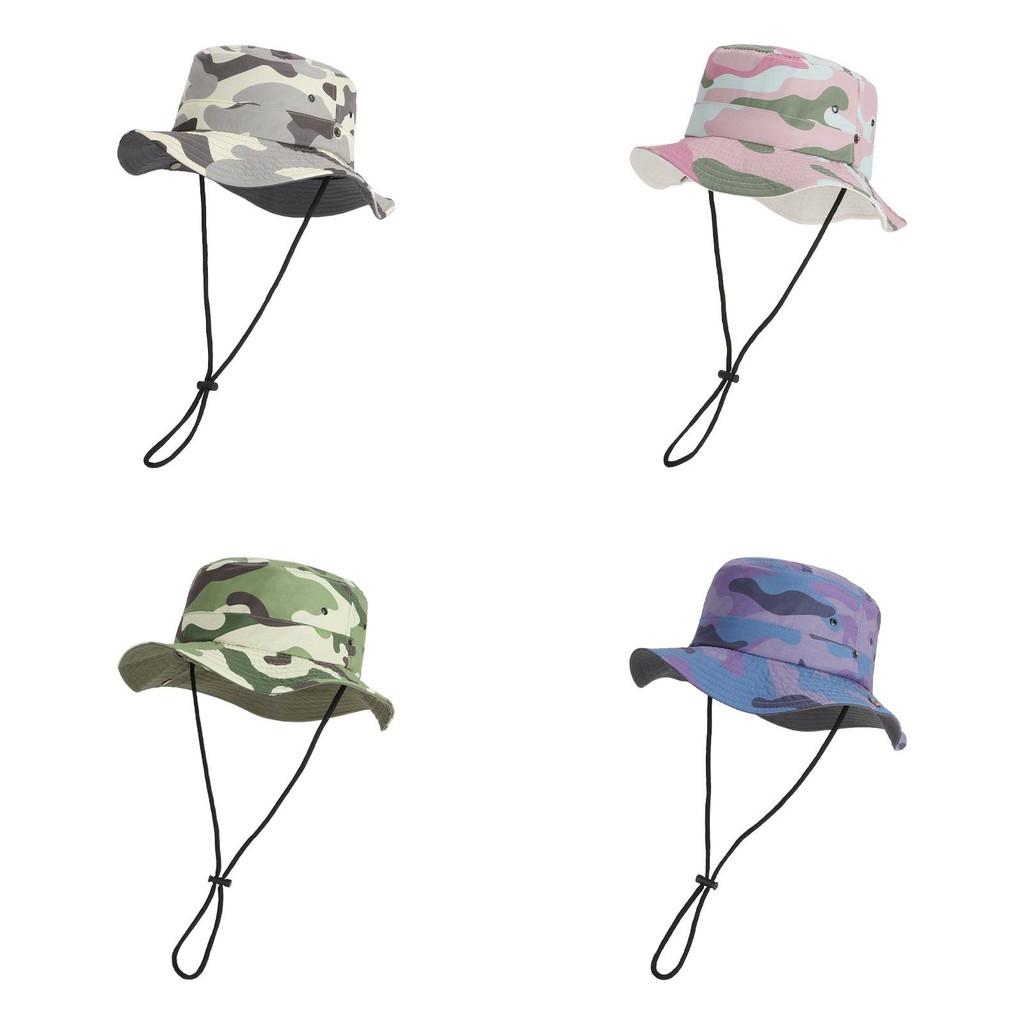 Dziecięcy kamuflażowy kapelusz letni z szerokim rondem do ochrony na zewnątrz i oddychalności