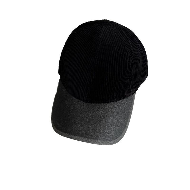 New autumn and winter warm corduroy baseball cap men's and women's retro fashion solid color leather brim soft top cap