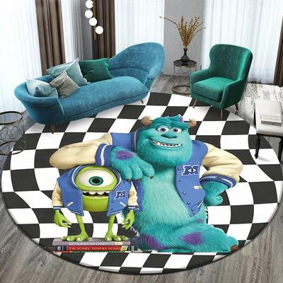 Disney Sullivan Monsters Inc Fußmatte Niedlicher Cartoon HD Gedruckter Runder Teppich Schlafzimmer Balkon Sofa Eingang Heimdekor Teppich