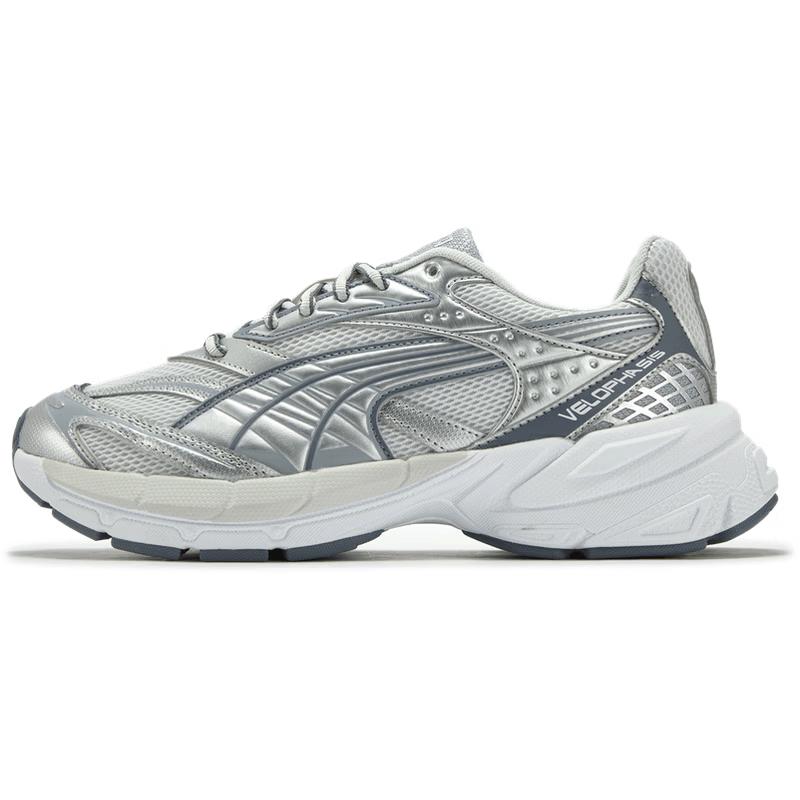 Puma VELOPHASIS Y2K Metallic Silver Platform Sneakers