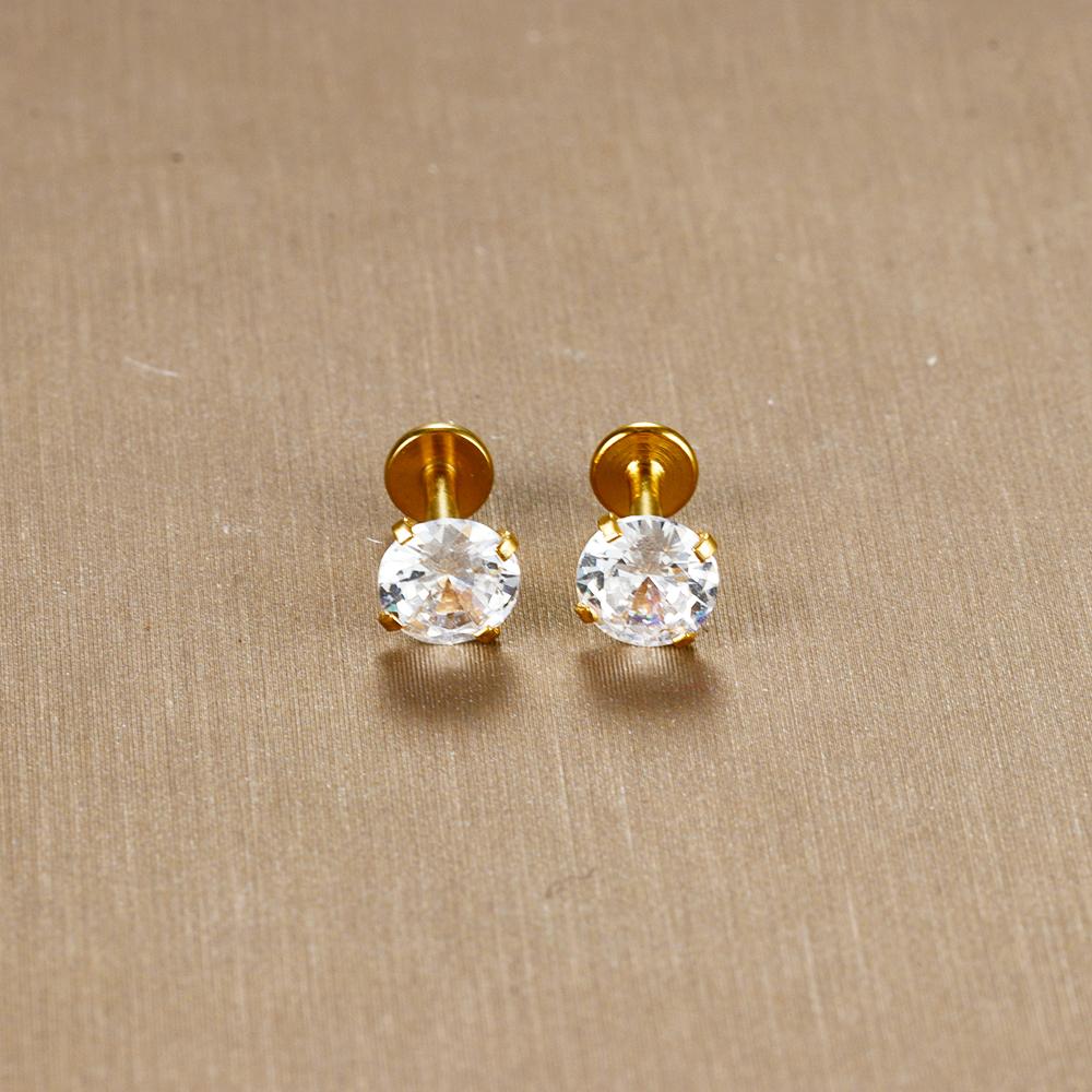2PC Labret Tragus Stud Earrings 16G Surgical Stainless Steel CZ Crystal Monroe Helix Cartialge Conch Medusa Lip Body Piercing