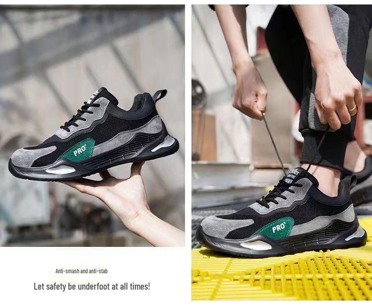 Men's Breathable Lightweight Steel Toe Work Shoes - Anti-Smash, Anti-Puncture, Soft Sole, Wear-Resistant, Anti-Odor.
