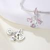 Copper Colorful Month Heart Zircon Birthday Stone Charms Beads Pendant For Original Bracelet Woman Girl Jewelry