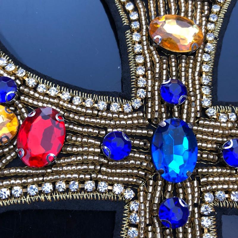 3D-Flicken zum Aufnähen, mit Perlen, Kristall-Strasssteinen, Kreuz-Design, zum Aufnähen, für Kleidung, Taschen, dekoriert, DIY, Nähen