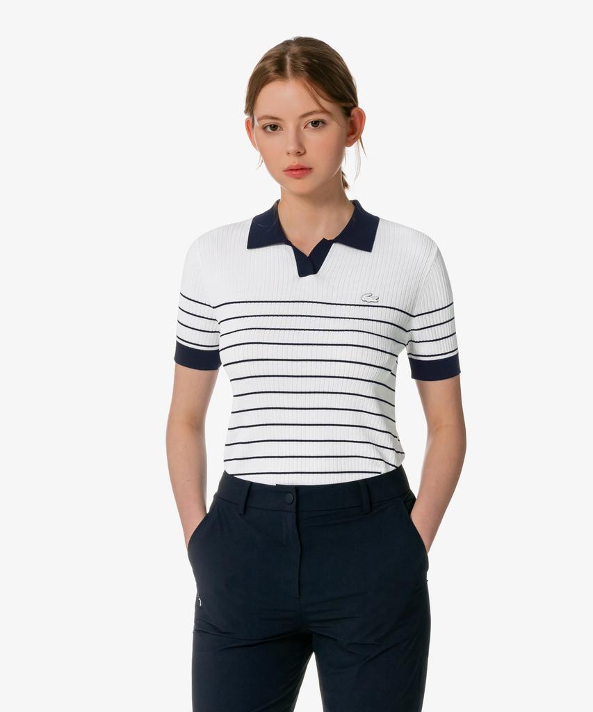 LACOSTE Women'S Textured Striped Polo Sweater Af230E-56G 166