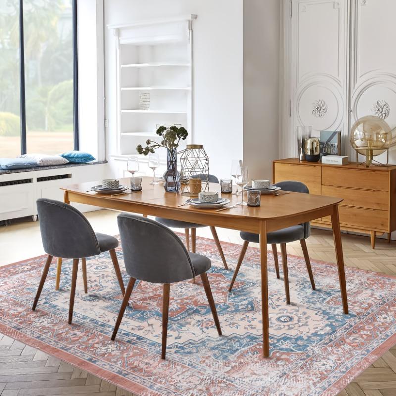 Boho Vintage Floral Print Mat, Large Area Mat for Bedroom, Living Room, Bathroom, Laundry, Bedroom Persian Pattern, Bedroom Mat