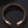 Vintage Double Layer Braided Brown Men Genuine Leather Bracelet Charms Man Jewelry Bracelet Gift