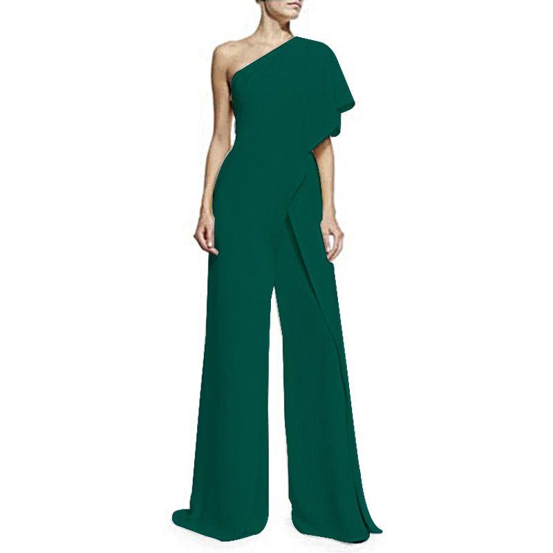 2022 European and American Leisure Sexy Sleeveless Sloping Shoulder Jumpsuit Casual One Shoulder Jumpsuit